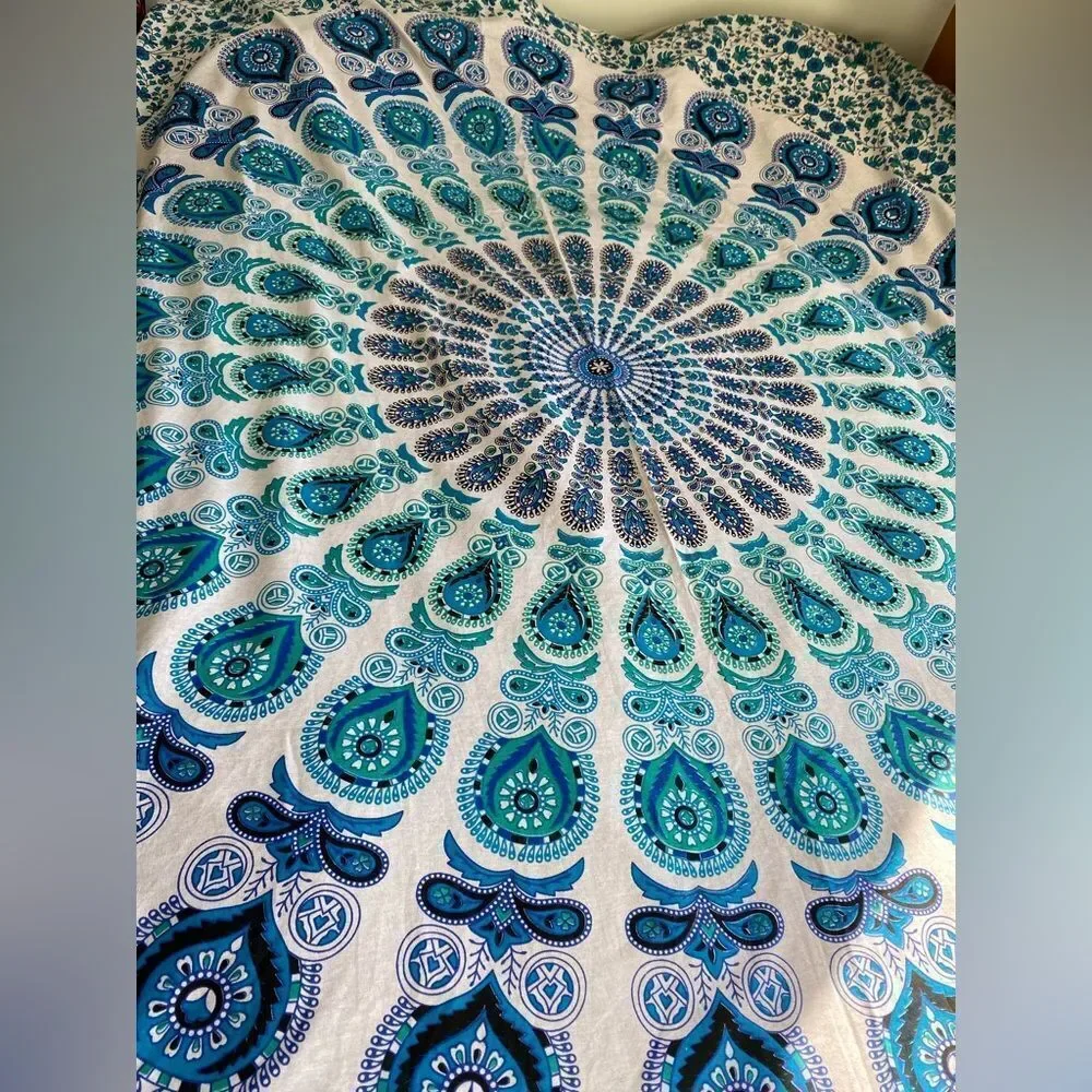1970s Psychedelic Flower Power Made in India Bed Cover